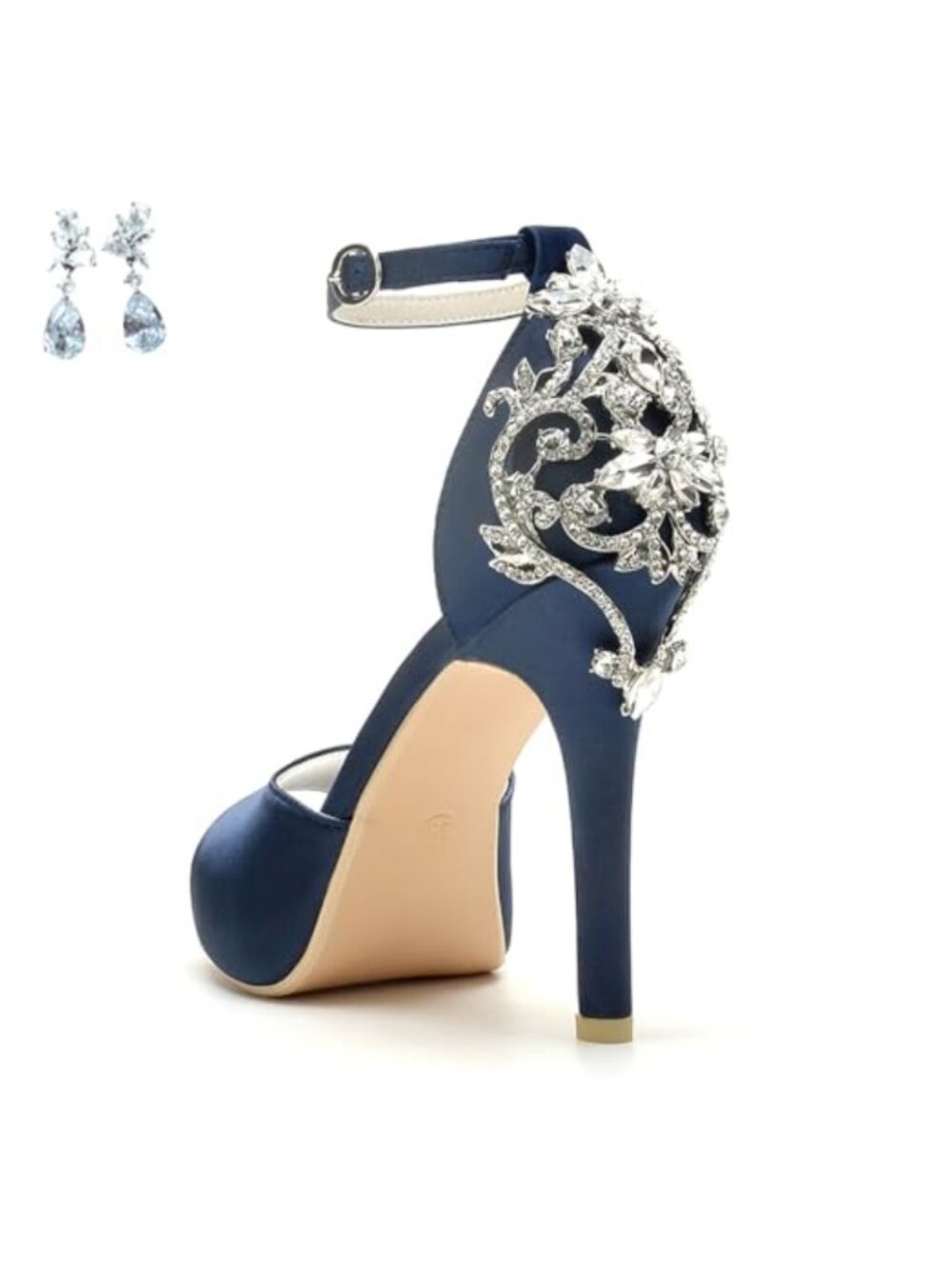 Satin Platform Stiletto Heeled Sandals Crystal Back Wedding Shoes